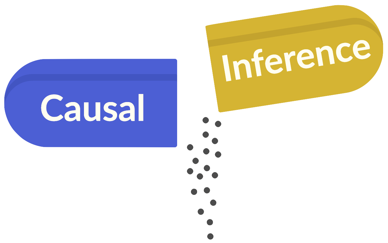 cartoon with the text 'causal inference'